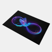 Neon Infinity Symbool met gloeiende Hummingbird Deurmat (Schuin)