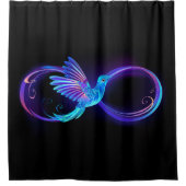Neon Infinity Symbool met gloeiende Hummingbird Douchegordijn (Voorkant)