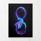 Neon Infinity Symbool met gloeiende Hummingbird Drieluik Kaart (Cover)