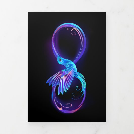 Neon Infinity Symbool met gloeiende Hummingbird Drieluik Programma (Cover)