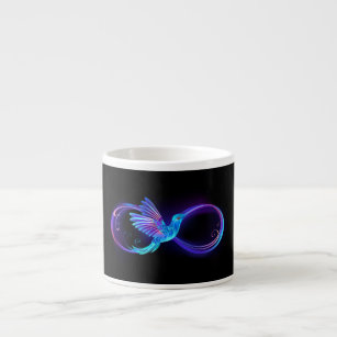 Neon Infinity Symbool met gloeiende Hummingbird Espresso Kop