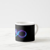 Neon Infinity Symbool met gloeiende Hummingbird Espresso Kop (Voorkant rechts)
