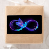 Neon Infinity Symbool met gloeiende Hummingbird Etiket (Insitu)