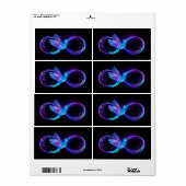 Neon Infinity Symbool met gloeiende Hummingbird Etiket (Full Sheet)