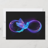Neon Infinity Symbool met gloeiende Hummingbird Feestdagenkaart (Voorkant)