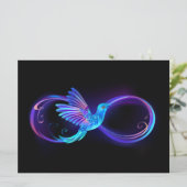 Neon Infinity Symbool met gloeiende Hummingbird Feestdagenkaart (Staand voorkant)