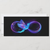 Neon Infinity Symbool met gloeiende Hummingbird Feestdagenkaart (Voorkant)