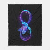 Neon Infinity Symbool met gloeiende Hummingbird Fleece Deken (Voorkant)