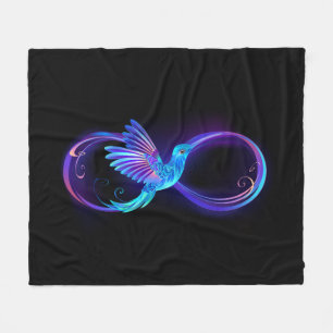 Neon Infinity Symbool met gloeiende Hummingbird Fleece Deken