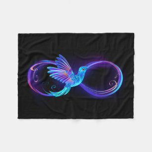 Neon Infinity Symbool met gloeiende Hummingbird Fleece Deken