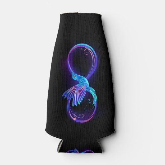 Neon Infinity Symbool met gloeiende Hummingbird Flesjeskoeler (Voorkant)