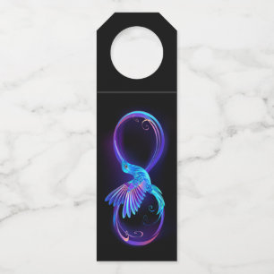 Neon Infinity Symbool met gloeiende Hummingbird Flessenhanger