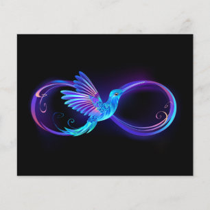 Neon Infinity Symbool met gloeiende Hummingbird Flyer