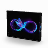 Neon Infinity Symbool met gloeiende Hummingbird Fotoblokken (Rechts)
