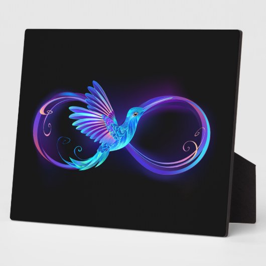 Neon Infinity Symbool met gloeiende Hummingbird Fotoplaat (Zijkant)