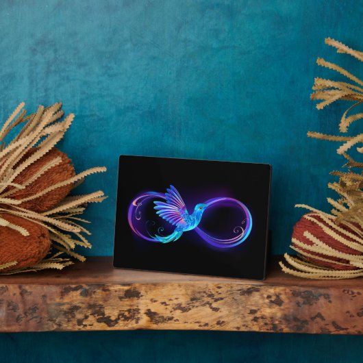 Neon Infinity Symbool met gloeiende Hummingbird Fotoplaat (Zijkant)