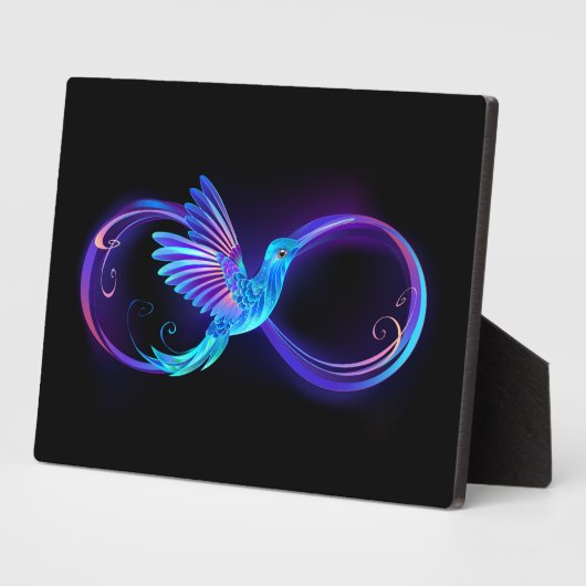 Neon Infinity Symbool met gloeiende Hummingbird Fotoplaat (Zijkant)