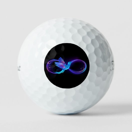 Neon Infinity Symbool met gloeiende Hummingbird Golfballen (Voorkant)