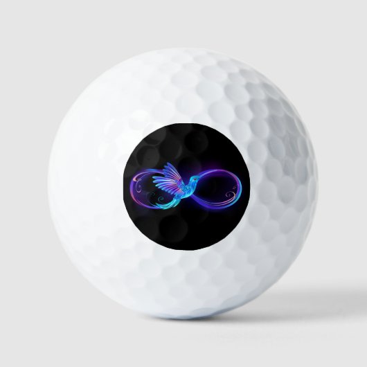 Neon Infinity Symbool met gloeiende Hummingbird Golfballen (Voorkant)