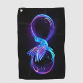 Neon Infinity Symbool met gloeiende Hummingbird Golfhanddoek (Voorkant)