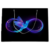 Neon Infinity Symbool met gloeiende Hummingbird Groot Cadeauzakje (Voorkant)