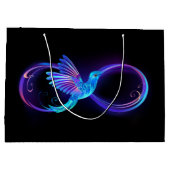 Neon Infinity Symbool met gloeiende Hummingbird Groot Cadeauzakje (Achterkant)