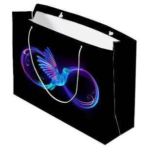 Neon Infinity Symbool met gloeiende Hummingbird Groot Cadeauzakje