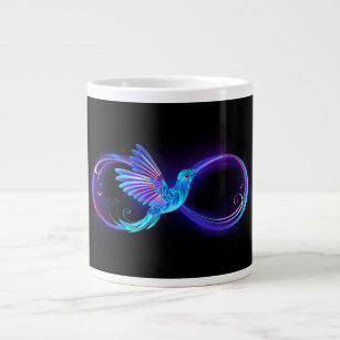 Neon Infinity Symbool met gloeiende Hummingbird Grote Koffiekop
