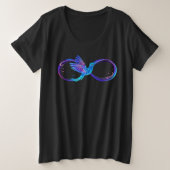 Neon Infinity Symbool met gloeiende Hummingbird Grote Maat T-shirt (Design voorkant)