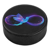 Neon Infinity Symbool met gloeiende Hummingbird Hockey Puck (3/4)
