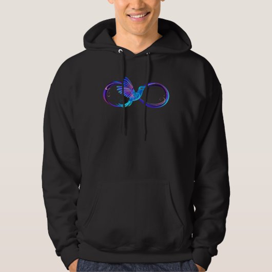 Neon Infinity Symbool met gloeiende Hummingbird Hoodie (Voorkant)