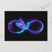 Neon Infinity Symbool met gloeiende Hummingbird Informatiekaartje (Voorkant)