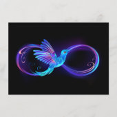 Neon Infinity Symbool met gloeiende Hummingbird Informatiekaartje (Voorkant)