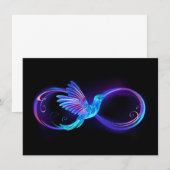 Neon Infinity Symbool met gloeiende Hummingbird Informatiekaartje (Voorkant / Achterkant)
