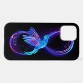 Neon Infinity Symbool met gloeiende Hummingbird iPhone Hoesje (Achterkant horizontaal)