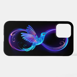 Neon Infinity Symbool met gloeiende Hummingbird iPhone 12 Hoesje