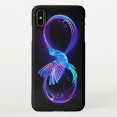 Neon Infinity Symbool met gloeiende Hummingbird iPhone Hoesje (Achterkant)