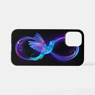 Neon Infinity Symbool met gloeiende Hummingbird iPhone 12 Mini Hoesje