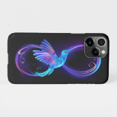 Neon Infinity Symbool met gloeiende Hummingbird iPhone Hoesje (Achterkant horizontaal)