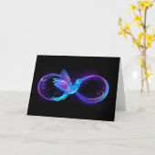 Neon Infinity Symbool met gloeiende Hummingbird Kaart (Gele Bloem)