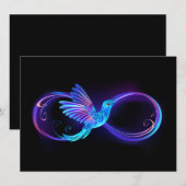Neon Infinity Symbool met gloeiende Hummingbird Kaart (Voorkant / Achterkant)