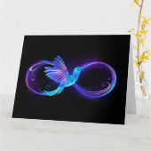 Neon Infinity Symbool met gloeiende Hummingbird Kaart (Gele Bloem)