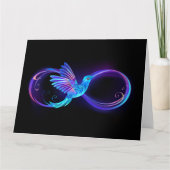 Neon Infinity Symbool met gloeiende Hummingbird Kaart (Voorkant)