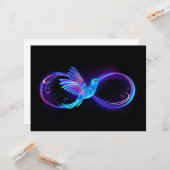 Neon Infinity Symbool met gloeiende Hummingbird Kaart (Voorkant / Achterkant in situ)