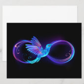 Neon Infinity Symbool met gloeiende Hummingbird Kaart (Voorkant / Achterkant)