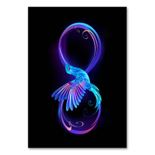 Neon Infinity Symbool met gloeiende Hummingbird Kaart