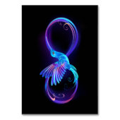 Neon Infinity Symbool met gloeiende Hummingbird Kaart (Voorkant)