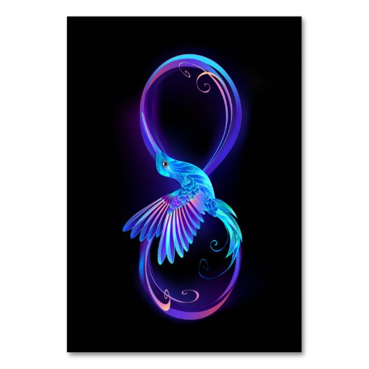 Neon Infinity Symbool met gloeiende Hummingbird Kaart (Voorkant)