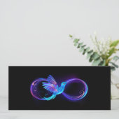 Neon Infinity Symbool met gloeiende Hummingbird Kaart (Staand voorkant)