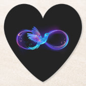 Neon Infinity Symbool met gloeiende Hummingbird Kartonnen Onderzetters (Voorkant)